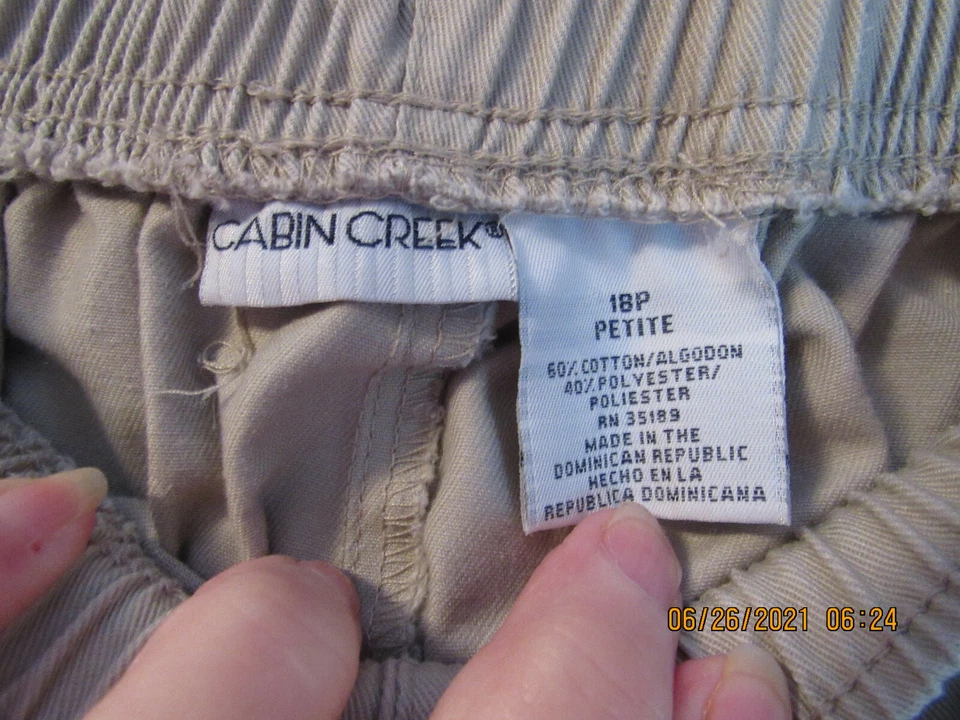 Pantalones Cortos Mujer Cabin Creek Caqui Talla 18P Cintura Elástica Algodón/Poliéster Foto 4 de 4
