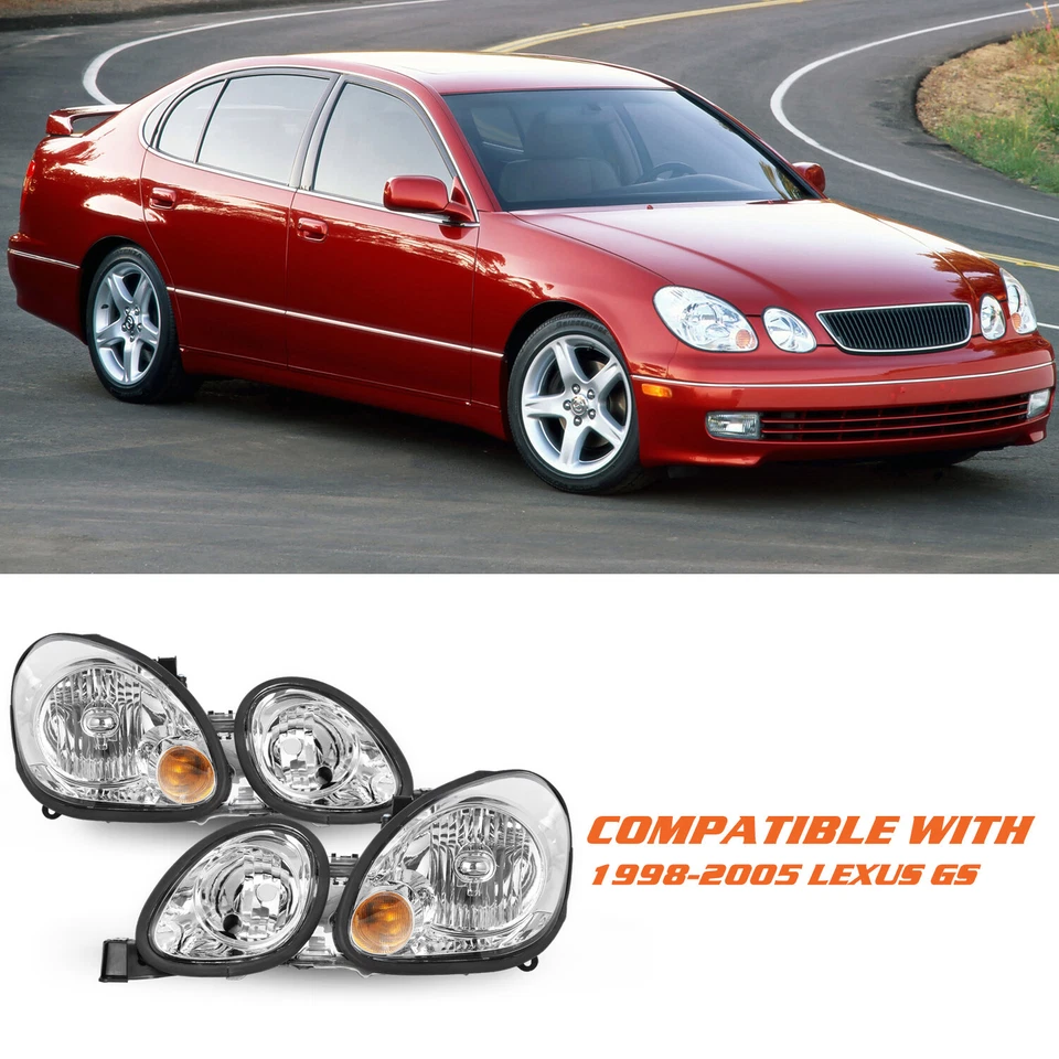 Faros para proyector halógeno cromado Lexus GS300 GS400 GS430 1998-2005 con bombilla Foto 2 de 4