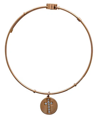 Harley-Davidson Women's Gold Tone Bling Cross Bangle Bracelet, 7.5in HSB0090-7.5