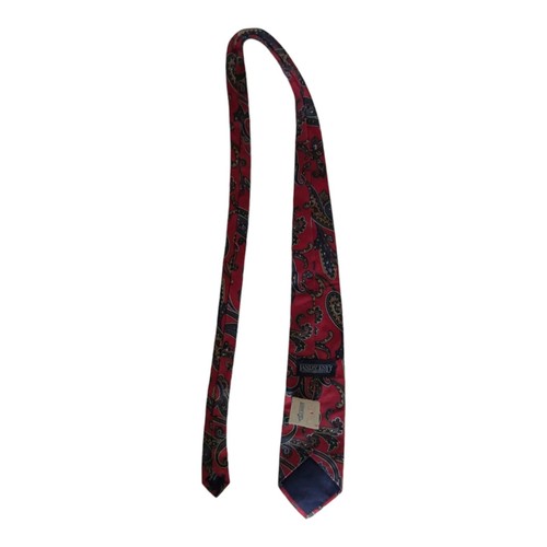 Vtg NWT Land's End 100% Silk Tie 3.5x58" Red Paisley Handsewn in USA Navy Gold - Picture 7 of 14