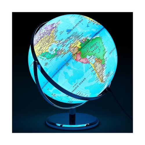 Amylove 13-inch Verlichte Wereldbol – 720° Draaibaar, Overschrijfbaar – Met Metalen Standaard – Educatief En Decoratief