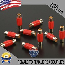 100 Pcs Bag Female To Female RCA Couplers RED w/Gold Plated Connectors PACK US