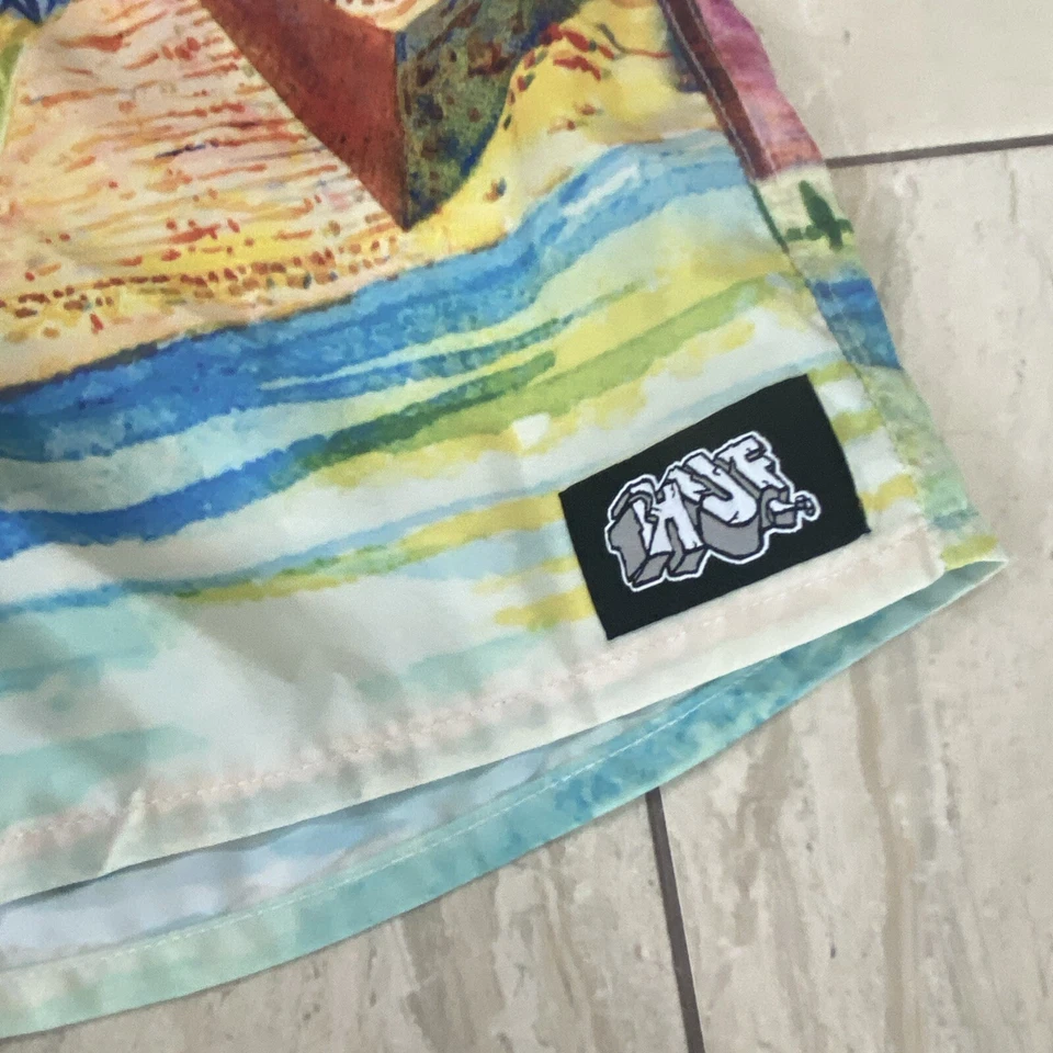 Pantalones Cortos HUF Para Hombre Cintura Elástica CULTURE EASY - Amarillo - Talla M Foto 3 de 4