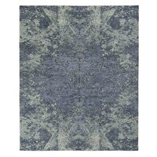 8' x 9'8" Purple Abstract Tone On Tone Wool and Silk Hand Knotted Rug R78150