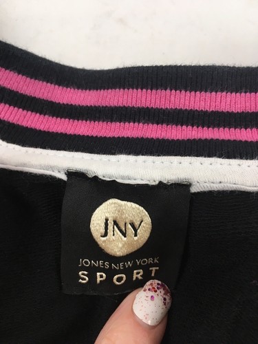 Jones NY Sport Jacket Ladies Size XL Navy White Pink Striped Full Zip Pockets - Picture 5 of 7