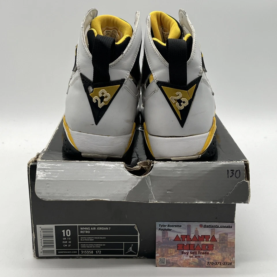 Talla 10 - Air Jordan 7 Retro Blanco Maíz Universitario W Blanco Negro Amarillo 313358-172 Foto 3 de 4