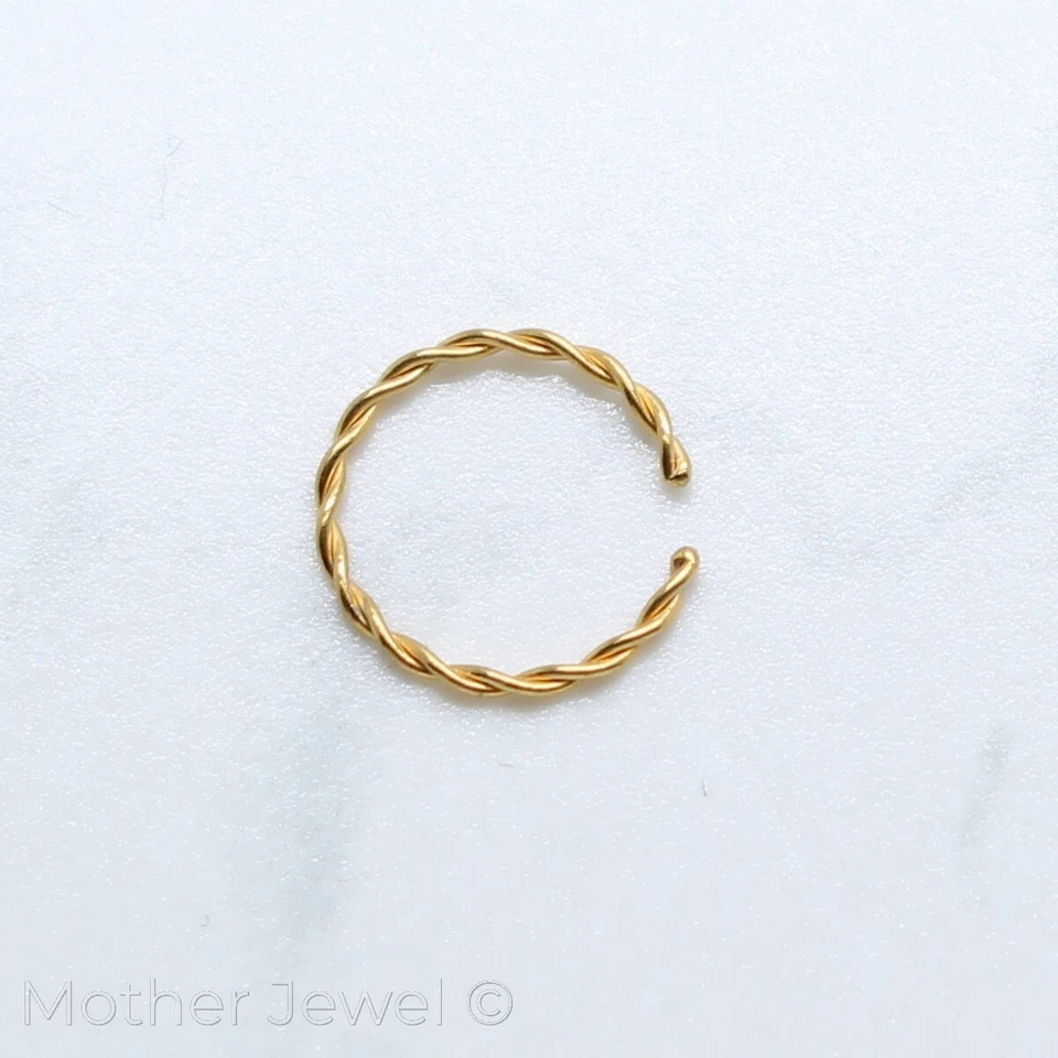 20G 14K YELLOW GOLD IP ANNEALED BENDABLE HOOP CARTILAGE SEPTUM NOSE HELIX RING - Изображение 3 из 4