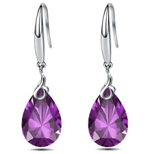 Dangle Earring 925 Silver 13mm Pear Shape Swarovski Element Crystal Drop Earring