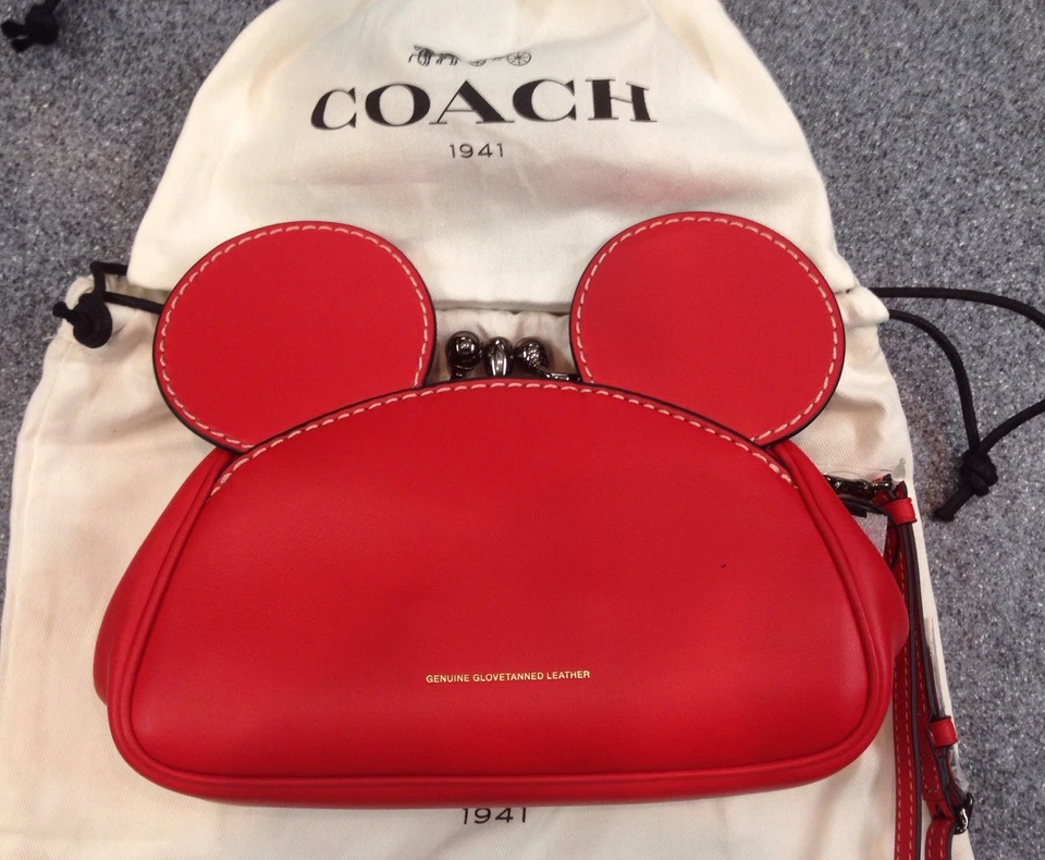 DISNEY X COACH Limited Edition Mickey Mouse Kisslock Wristlet leather purse NWT