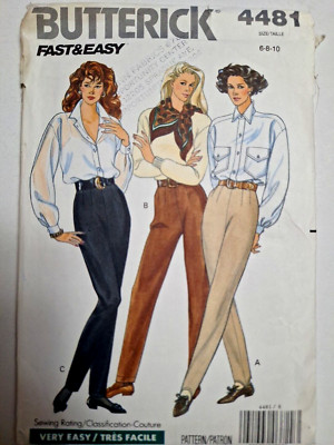 Stirrup Pants Slacks 6 8 10 Butterick 4481 Sewing Pattern UC Very Easy Straight