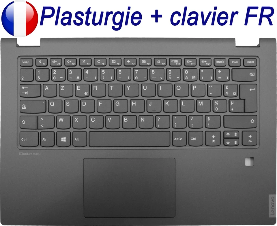 Plasturgie Gris FER + Clavier Français AZERTY pour LENOVO IdeaPad C340-14
