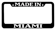 Made In Miami Black METAL License Plate Frame Auto