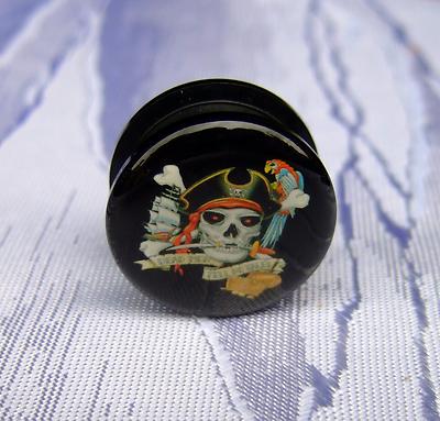 PIRATES EAR PLUG  PIRATEN OHR FLESH TUNNEL PLUG  ACRYL SCHRAUBBAR  4,0MM - 25MM