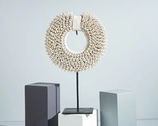 Arte conchiglia in piedi, conchiglia rotonda, decorazione tropicale, regalo per mamma