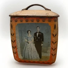 Vintage Edward Sharp & Sons Ltd 1952 Late Queen Elizabeth II Coronation Tin