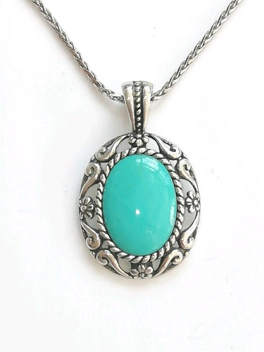 Wunderschöner Vintage Sterling Silber & Türkis Anhänger Halskette Vintage Schmuck