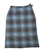 Vintage Pendleton Virgin Wool Pleated Skirt Women's Size 14 Blue Grey Plaid