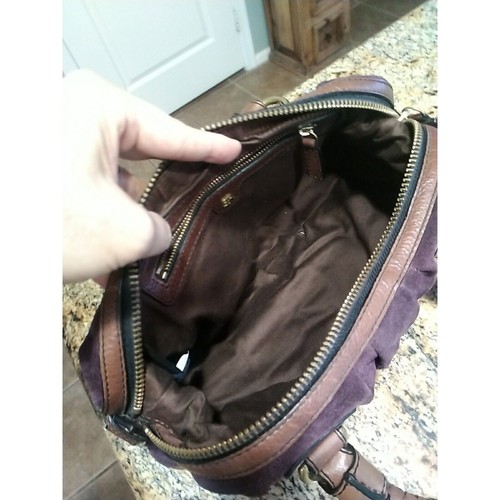 BANANA REPUBLIC Hobo Satchel Bag Purple Suede Braided Handle EUC Retail-$189 - Picture 7 of 10