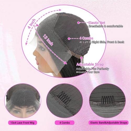 30 Zoll Glatte Lace Front Perücken Echthaar HD Transparent Lace Front Perücken Fo... - Bild 4 von 6