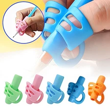 Silicone Children Pencil Holder Three Fingers Writing Aid Grip Tools OY