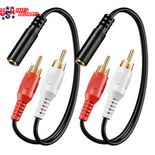 3.5Mm Female to 2 RCA Splitter Male Stereo Audio Y Cable 2-Pack, Gold Plated Ada