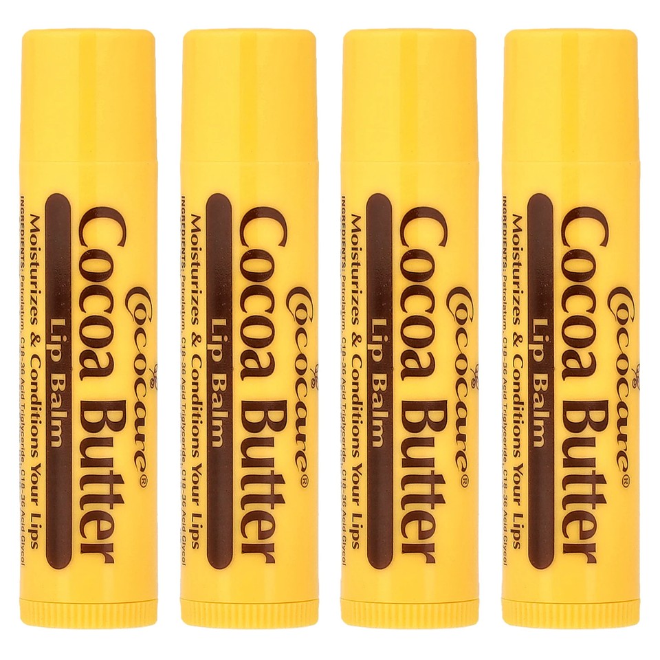 Cocoa Butter Lip Balm, 4 Pack, 0.15 oz (4.2 g) Each