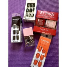 5 Nail Polish Press On Nails Lot NEW Kiss Impress Lot Short 1 step Gel Set