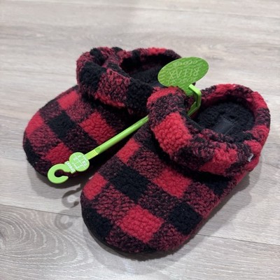 New Unisex Sandals Crocs Classic Cozzzy Slipper Buffalo Plaid Junior 5/W7-8 NWT
