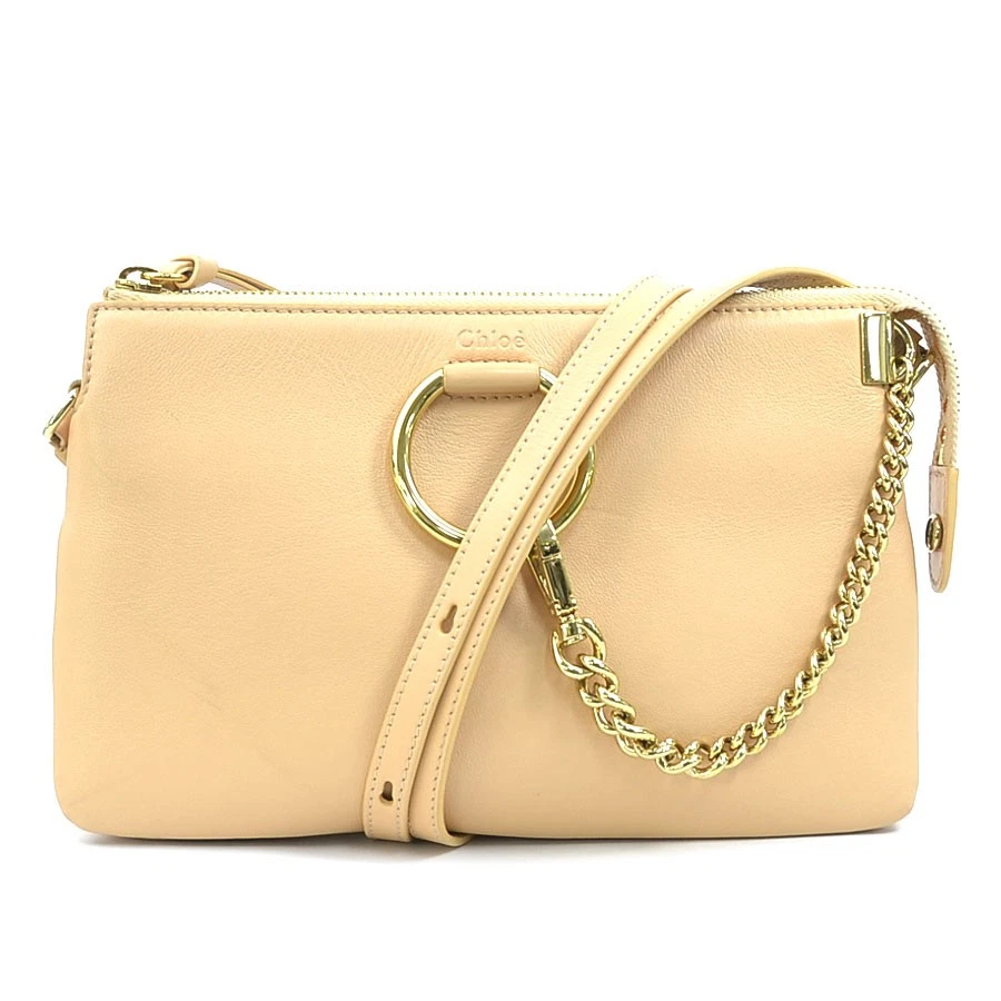 Chloe — Auth Chloe FAYE Crossbody Shoulder Bag Pink Beige/Gold Leather/Metal - e60633r