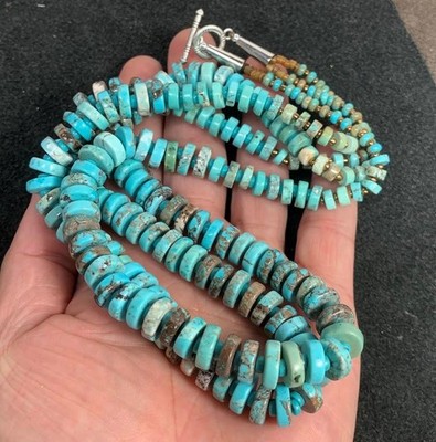 Gorgeous Tibetan multi-strands turquoise heishi necklace/23''(b194g-w4)