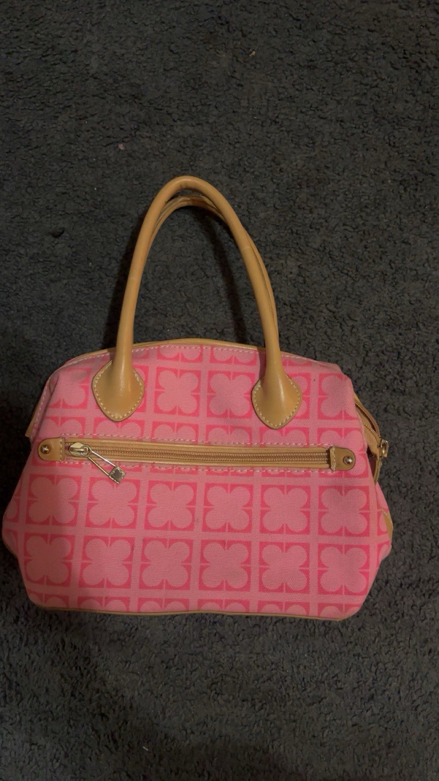 Pink Y2K Pattern Handle Bag Beige Handles