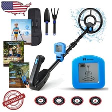 Waterproof Kids Metal Detector Blue, 7.4" Coil, LCD, Adjustable Stem, Buzzer