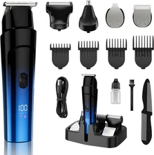 Rechargeable Men's Hair Clippers & Body Hair Trimmer Home Haircut & Grooming Set