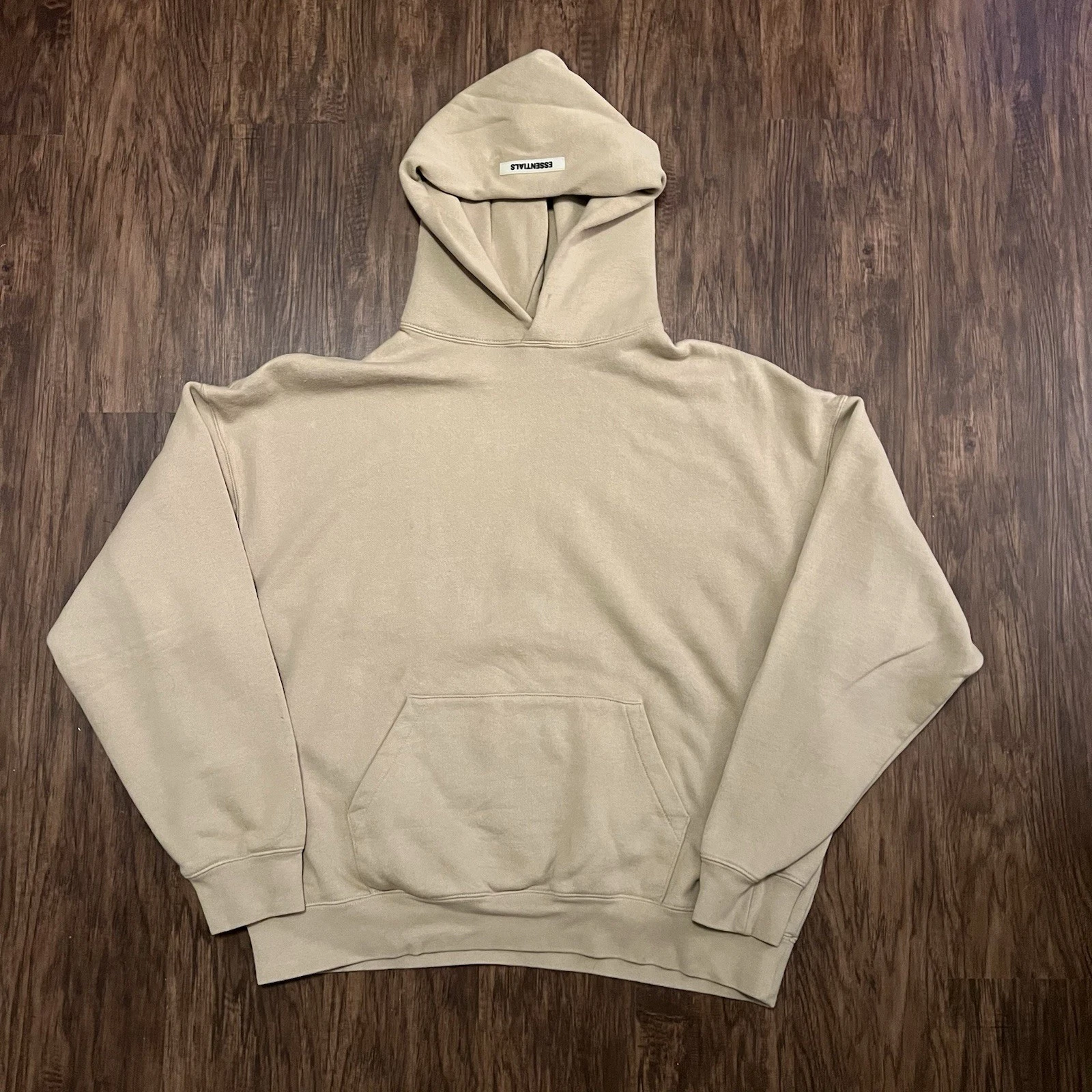 Felpa con cappuccio Fear of God Essentials logo 3M taglia M FW19 colore twill