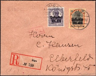 LATVIA Postgebiet Ob. Ost Ober Ost Cubierta Riga 22 de noviembre de 1918 Transición alemana