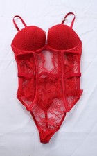Victoria's Secret Women's Push-Up Bombshell Lace Teddy AC2 Lipstick Medium NWT