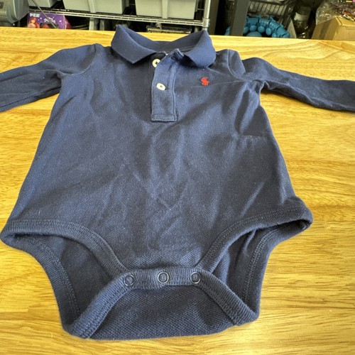 Ralph Lauren Polo One Piece Infant Long Sleeve 6 Months 100% Cotton Navy Blue - Picture 6 of 6