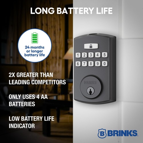 BRINKS Security Door Locks, High-Security Keyless Entry, Smart Electronic Doo... - Picture 7 of 7