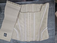 Waist Cincher Corset Beige XL Hook  Eye Boned Strapless Polyester