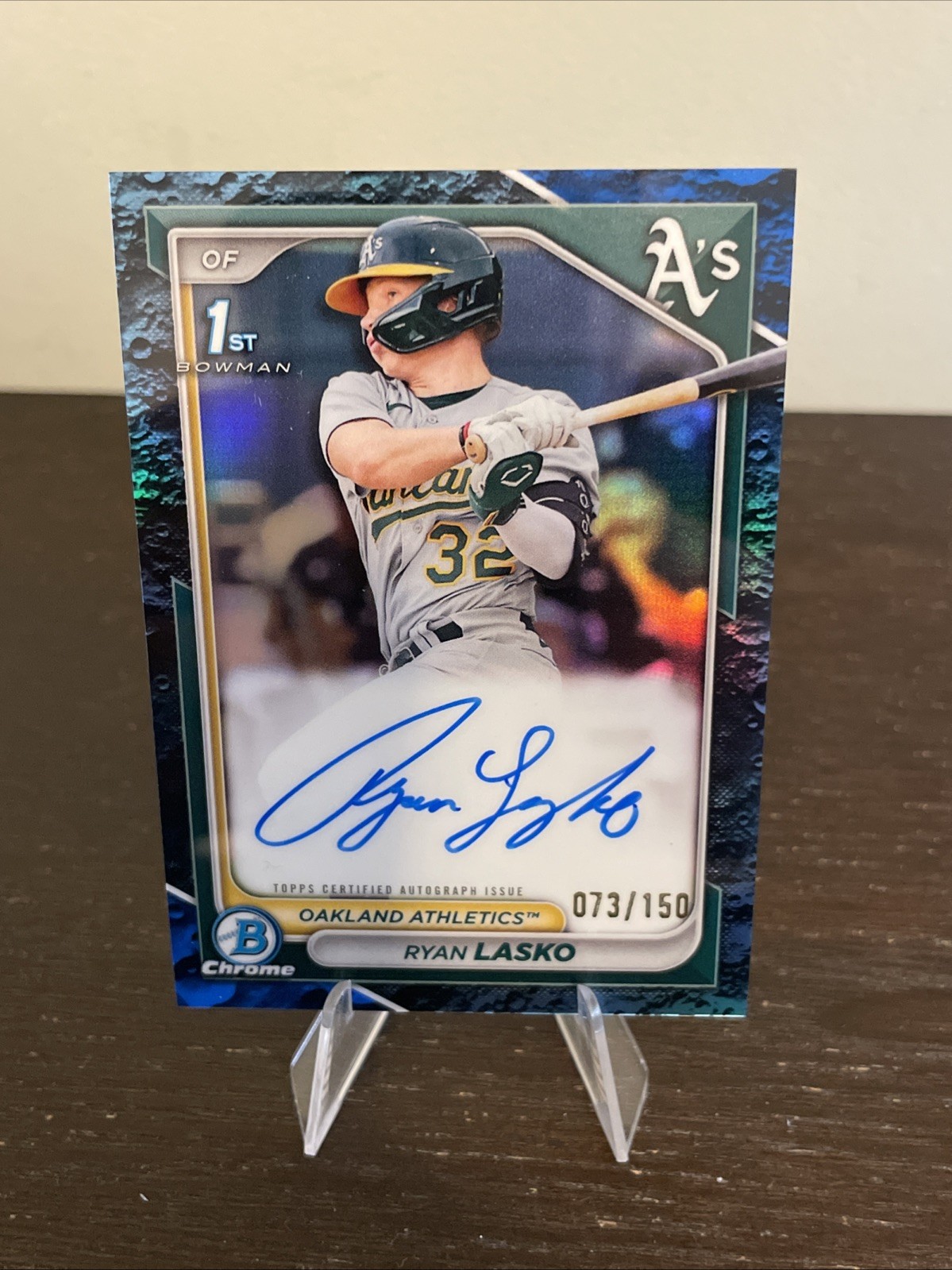 2024 Bowman Chrome Autographs Ryan Lasko #CPA-RLAS Blue Lunar Refractor /150