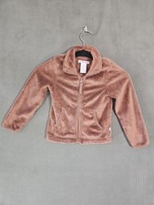 Tommy Bahama Girls Teddie Fleece Shacket Full Zip Sweatshirt Brown Pocket Size 5