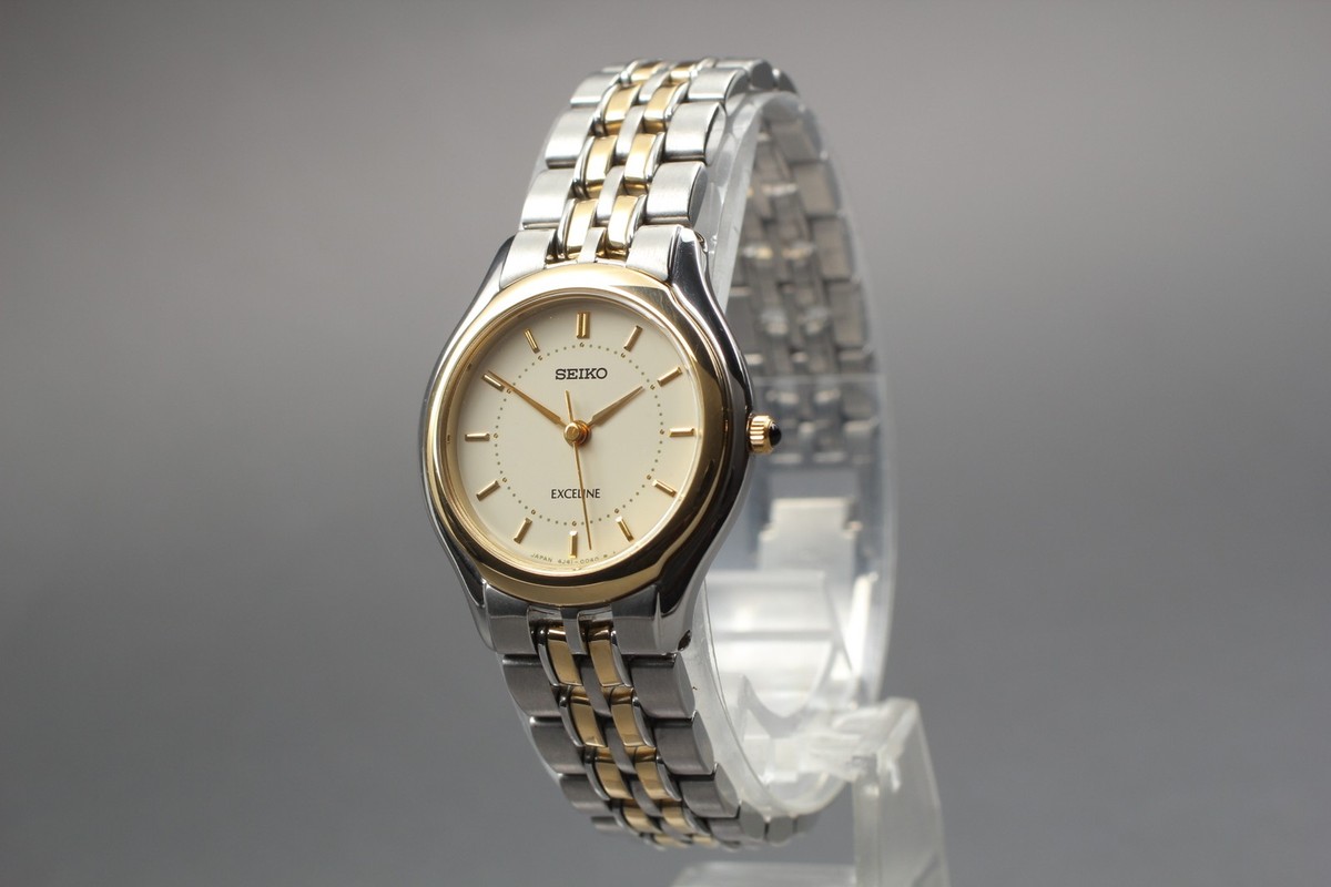Vintage 1994 Seiko Exceline 4J41-0030 Two-Tone HAQ Quartz Womens