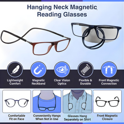 Magnetic Reading Glasses Front Connect Neck Hanging Readers Unisex Lot 2/4 Pairs