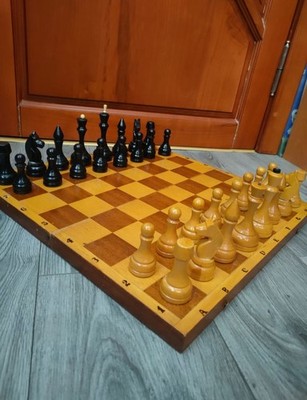 Vintage Wooden Chess Set Soviet USSR (#280)