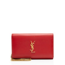 Saint Laurent Calfskin Monogram Kate Chain Wallet
