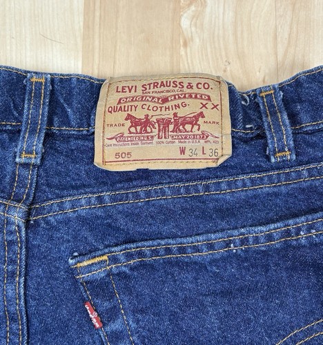 Vintage 80s Levi’s 505 Dark Wash Jeans / Size 32 x 35 - Picture 4 of 9