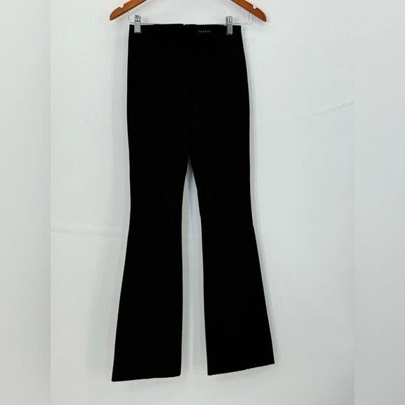 NWT Rag & Bone Simone Flare Black Pants Pull On Stretchy Seamed Size 2 Career - Image 3 of 4