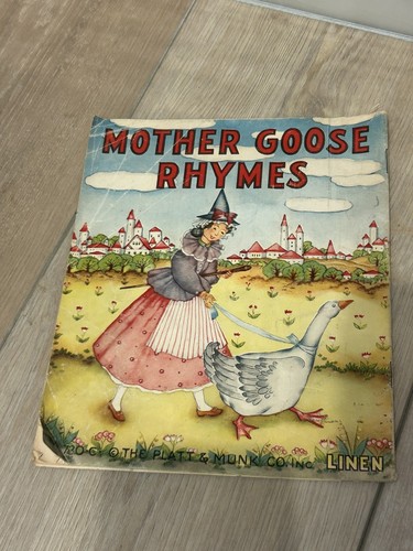 Vintage 1939 Mother Goose Rhymes Book No 730 The Platt & Munk Co -Linen Cloth - Picture 4 of 4