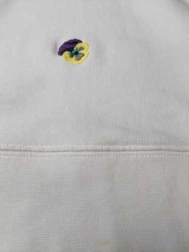Kate Spade Pansy Toss White Sweatshirt Women's L Designer Embroidered Logo READ - Picture 2 of 10