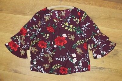 Bluse mit Blumen-Print * Gr. M * NEU * bordeaux